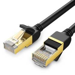 Okrągły kabel sieciowy UGREEN NW107 Ethernet RJ45, Cat.7, STP, 10m (czarny)